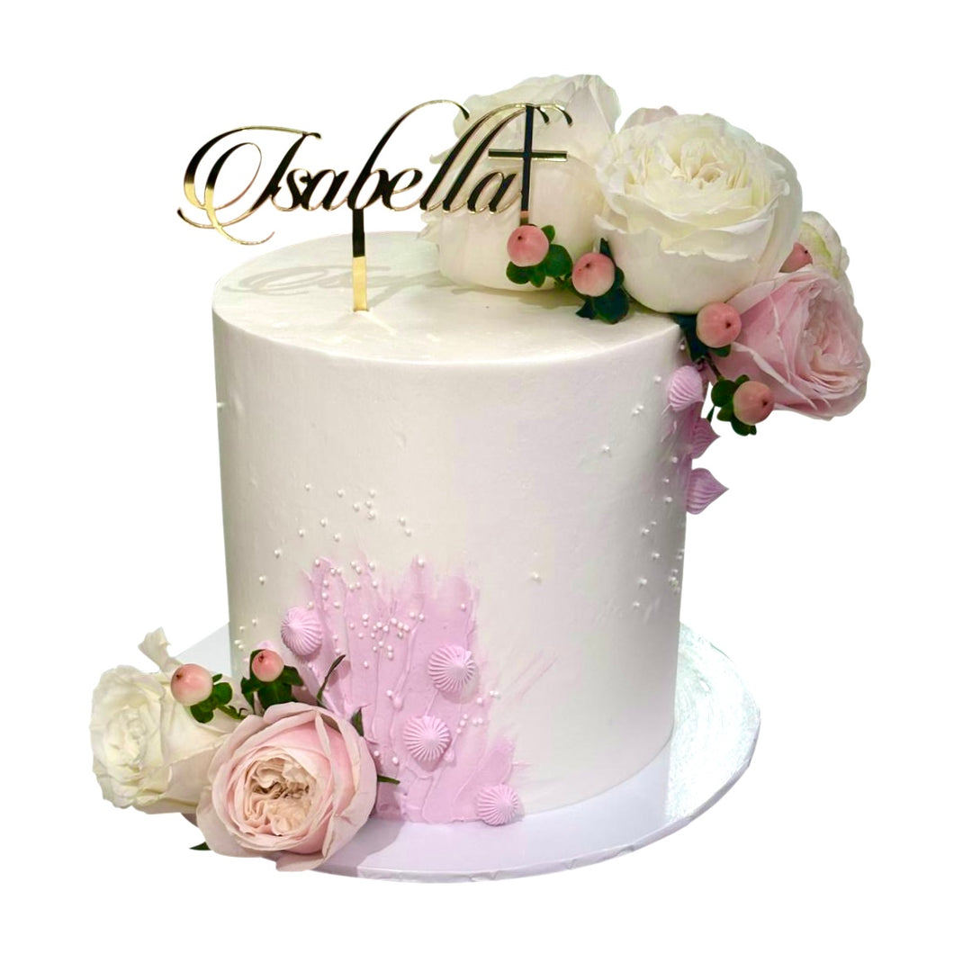 White Theme Flower Cake