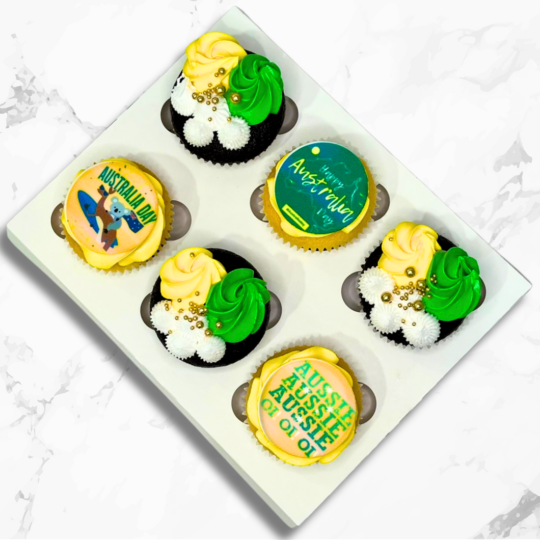 Green & Gold Australia Day themed Cupcakes (6 Pack)