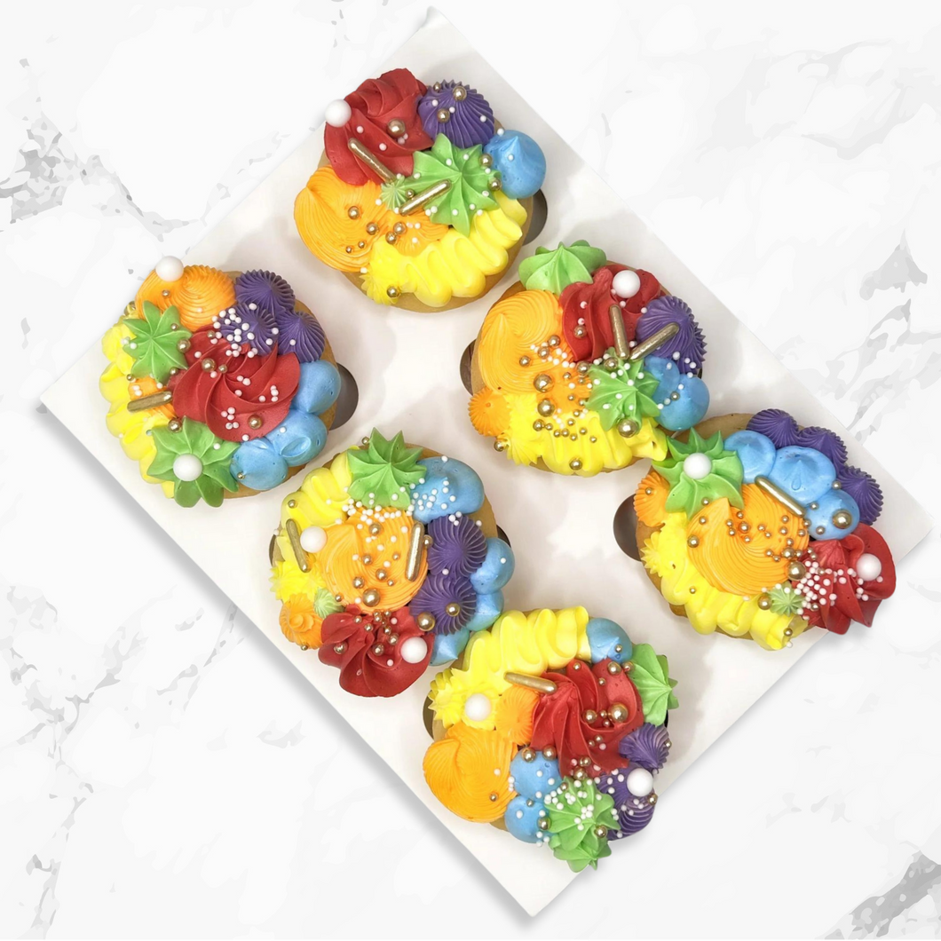 Bright Rainbow Cupcakes (6 Pack)