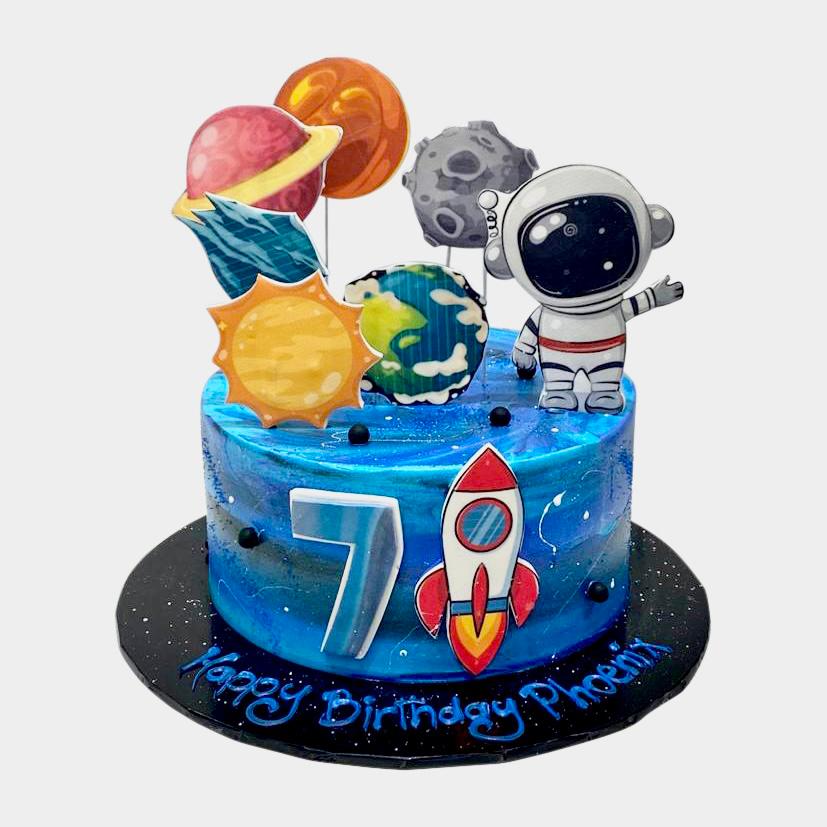 Space 2D Themed Cake