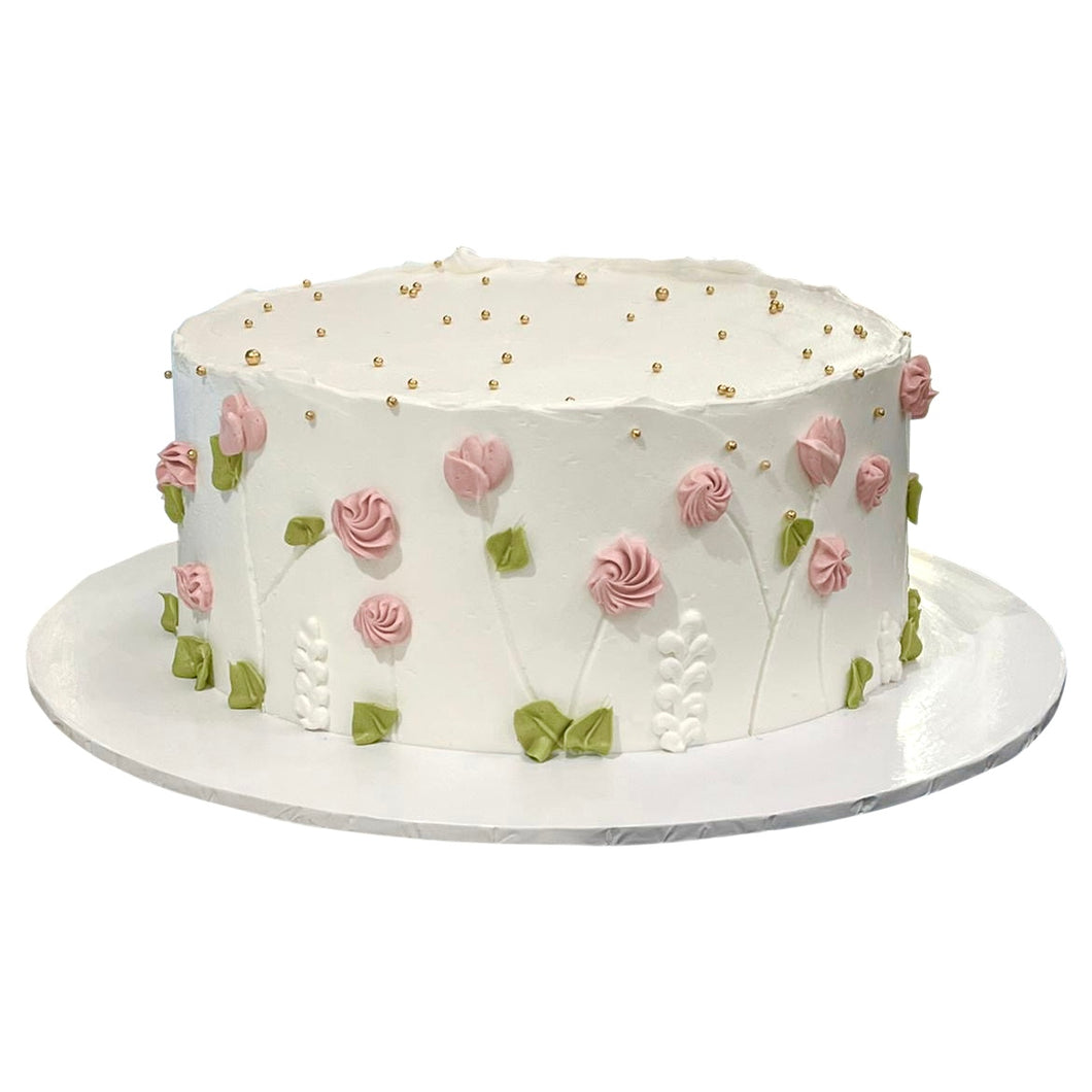 Buttercream Painted Flowers Themed Cake (3)