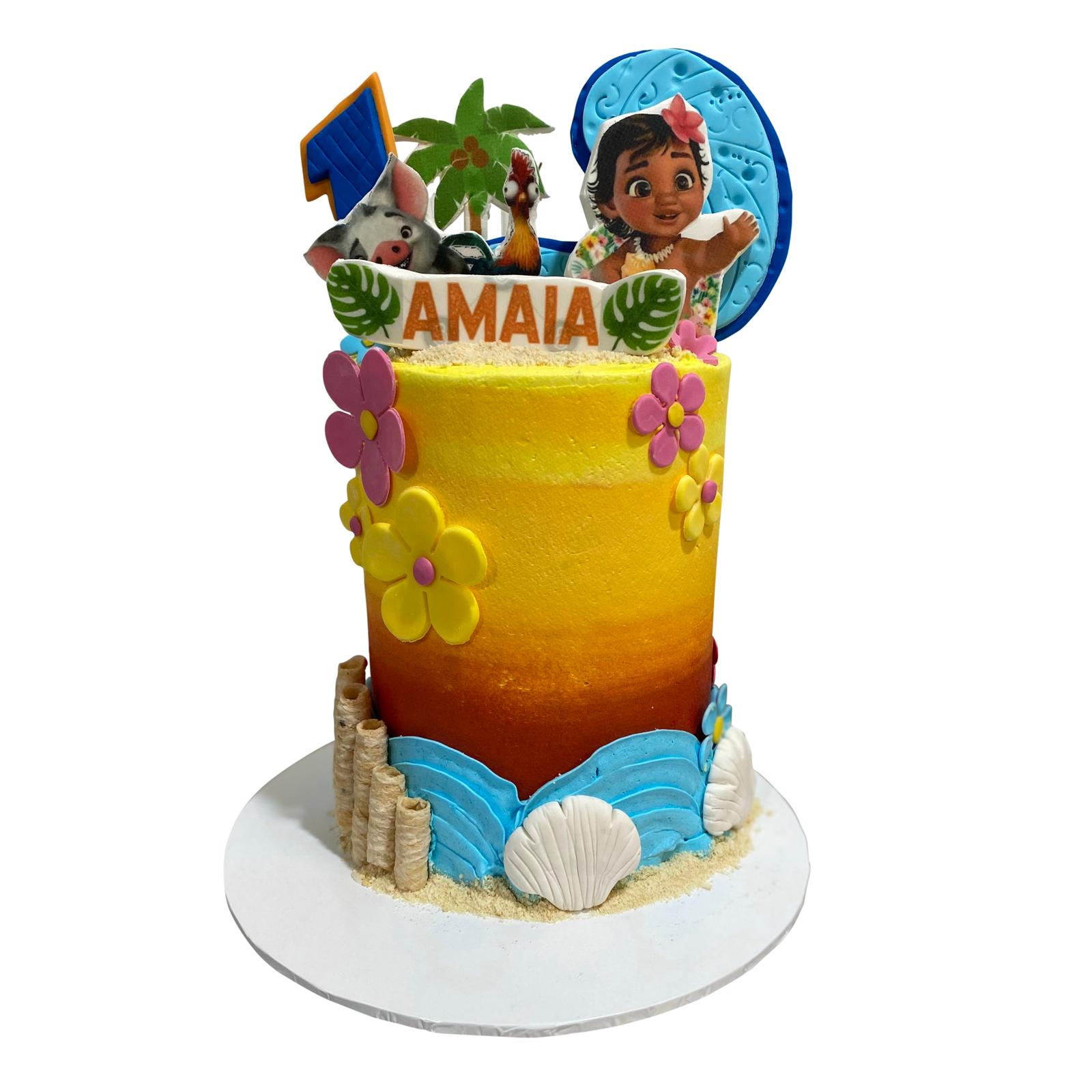 Baby Moana Themed Tall Cake | Poles Patisserie