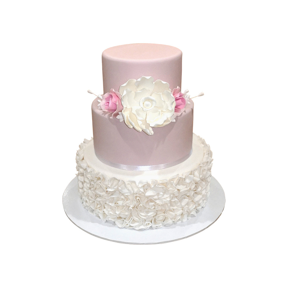Pale Pink & White Ruffle Cake | Poles Patisserie