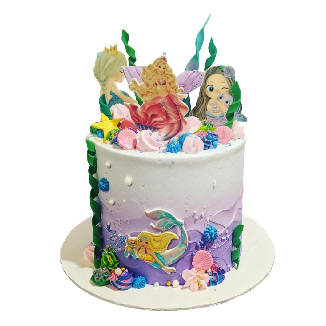 जलपरी थीम वाला प्यारा लंबा केक